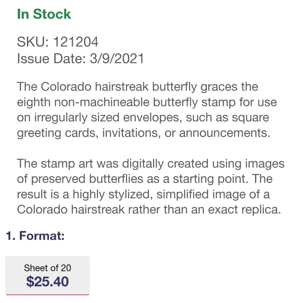 60 USPS Non-Machinable Surcharge Stamps Square or Irregular‎ Envelopes Butterfly